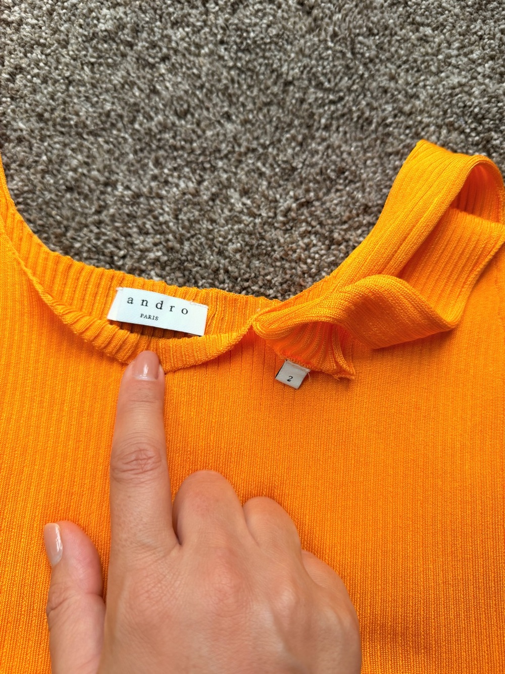 Sandro Orange Ribbed Square-Neck Tank - Picture 2 of 6